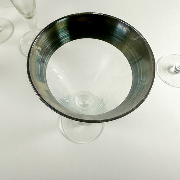 Dorothy Thorpe Silver Rim Trumpet Cocktail Glasses Set 6 Vtg MCM Barware - Picture 7 of 13